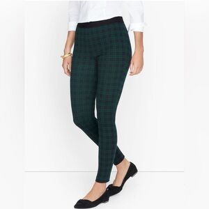 NWT Talbots Soho Pull On Slimming Leggings in Simple Plaid Blue/Green Size 10